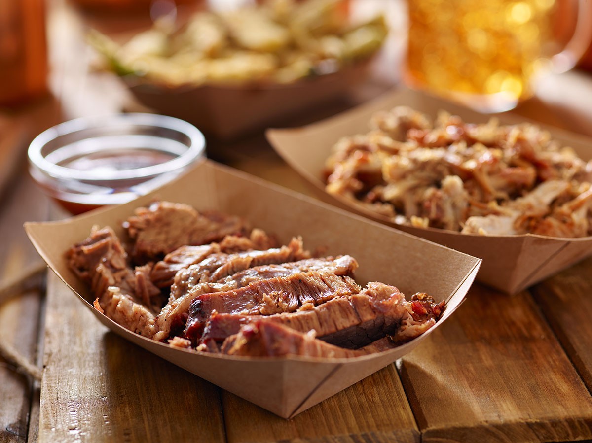 pulled pork brisket servings